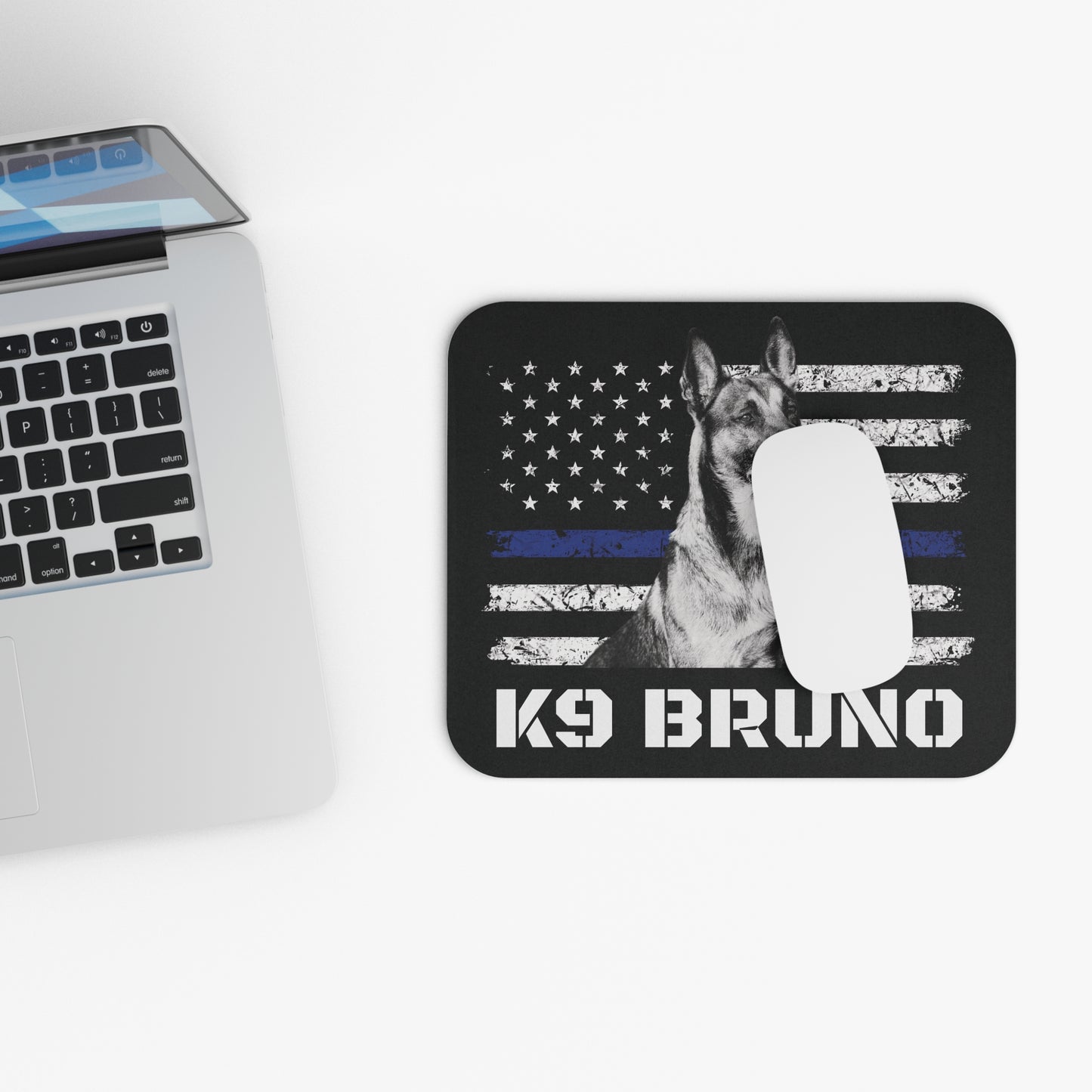 Police K9 Mousepad Custom Image, Personalized Thin Blue Line Flag Mousepad, Custom K9 Portrait, Police K9 Gifts