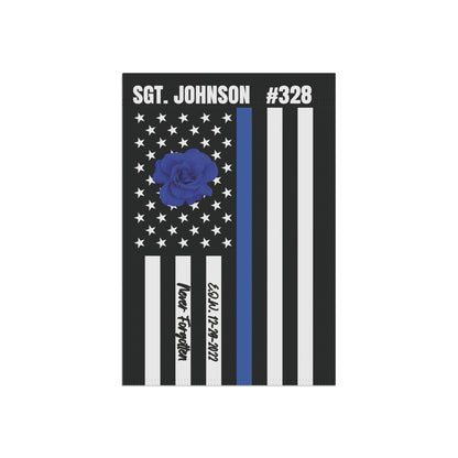 EOW Personalized Thin Blue Line Flag, Personalized Garden Flag For Fallen Officer, Never Forgotten Police Officer Flag, Line Of Duty Flag