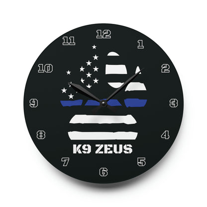 Personalized Police K9 Pawprint Clock, Thin Blue Line Pawprint Clock, Gift For Police K9, Thin Blue Line Gifts, K9 Gifts