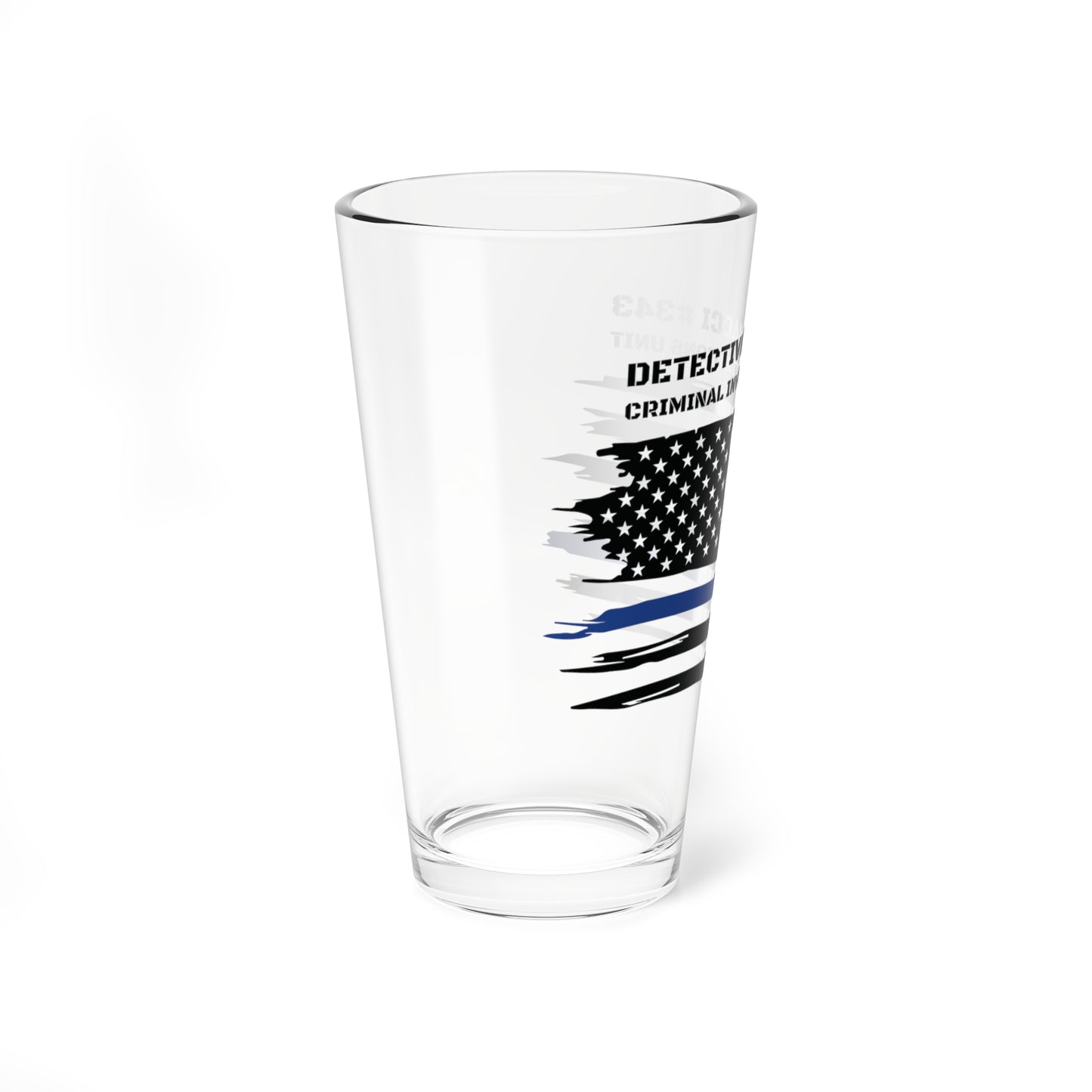 Thin Blue Line Flag Pint Glass, Personalized Beer Glass For Police, 16oz Glass, Bar Glasses For Police