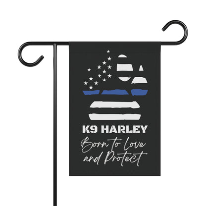 Police K9 Paw Print Garden Flag, Thin Blue Line Personalized K9 Flag, Loving K9 Flags, K9 Flag for Police Handler, Born To Love And Protect