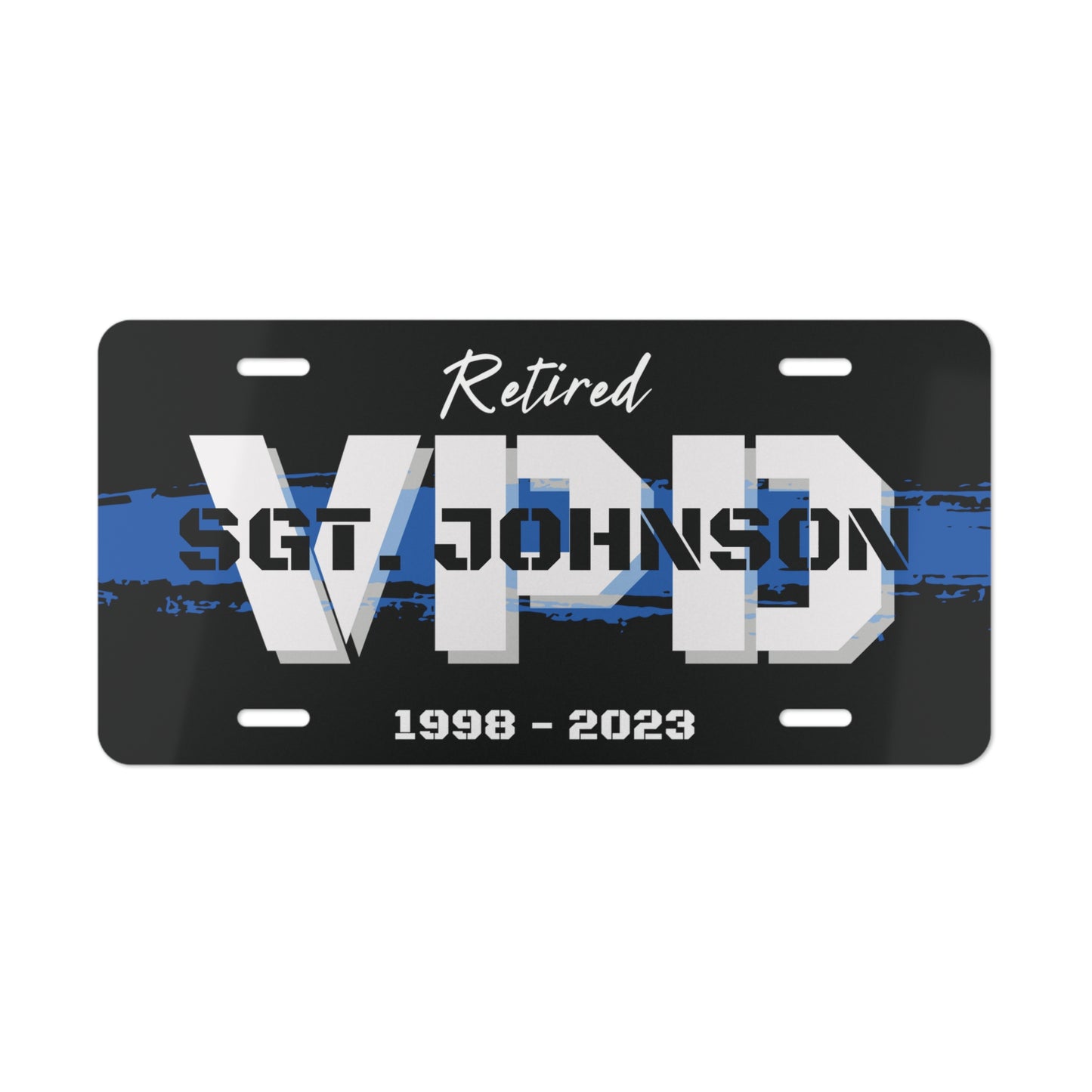 Custom Thin Blue Line Vanity Plate, Retired Police Vanity Plate, PD, Retirement Gift For Police, Police Garage Decor, Police Bar Gift