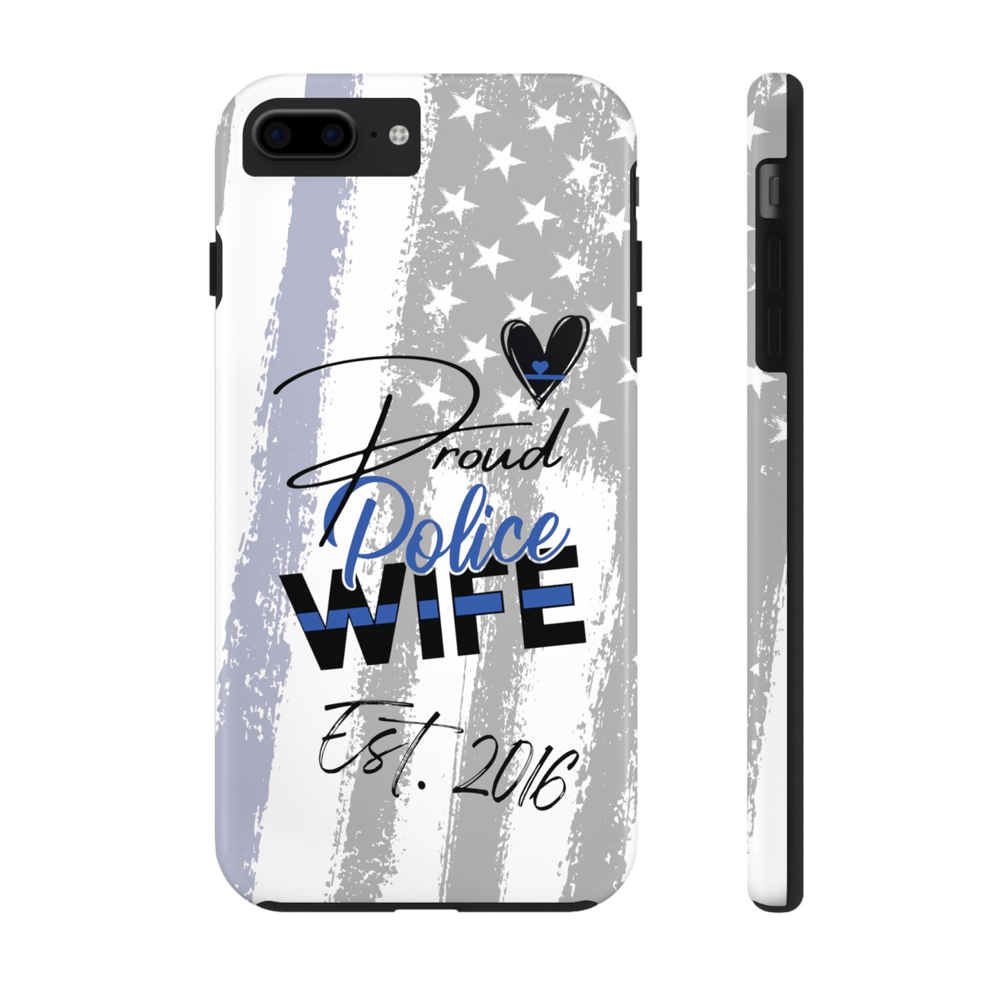 Custom Police Wife iPhone Case, Personalized Thin Blue Line Police Wife phone case, Year Married, Year Established, Anniversary Gift