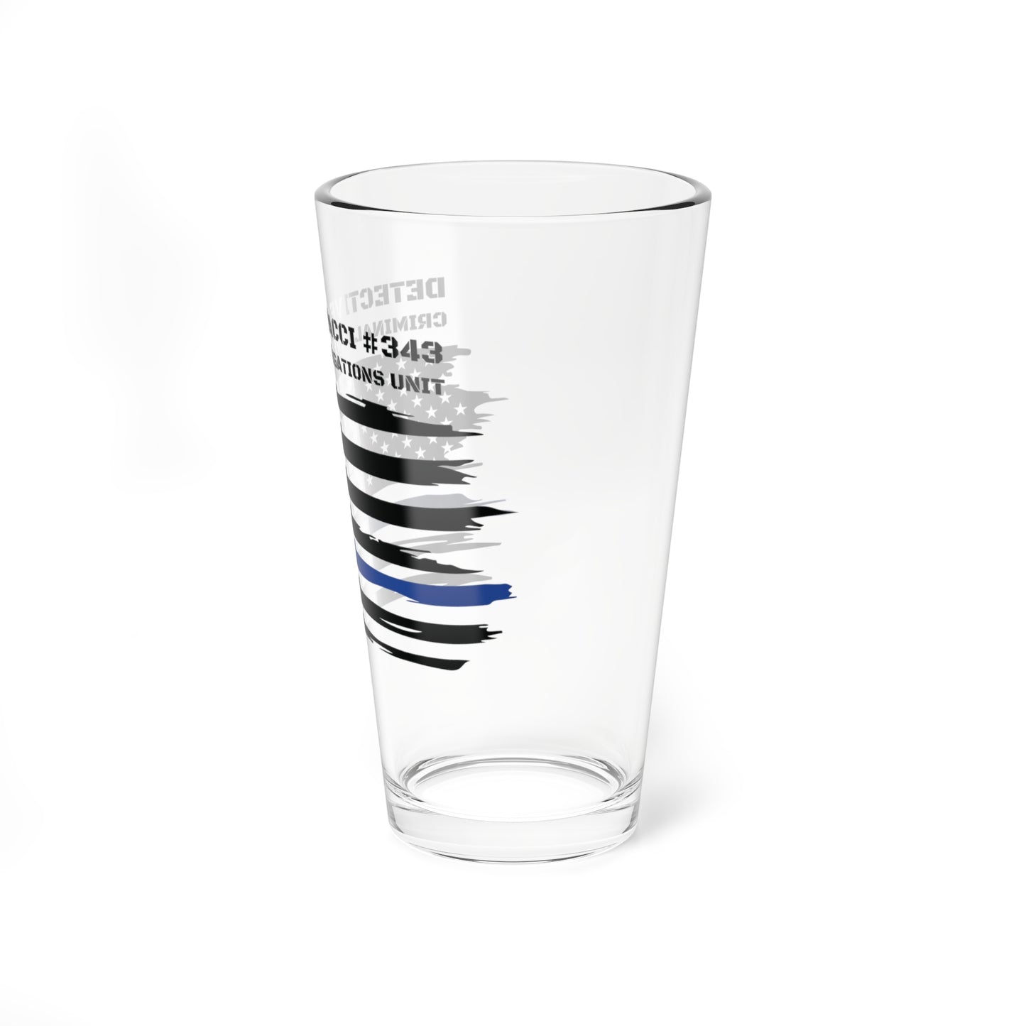 Thin Blue Line Flag Pint Glass, Personalized Beer Glass For Police, 16oz Glass, Bar Glasses For Police