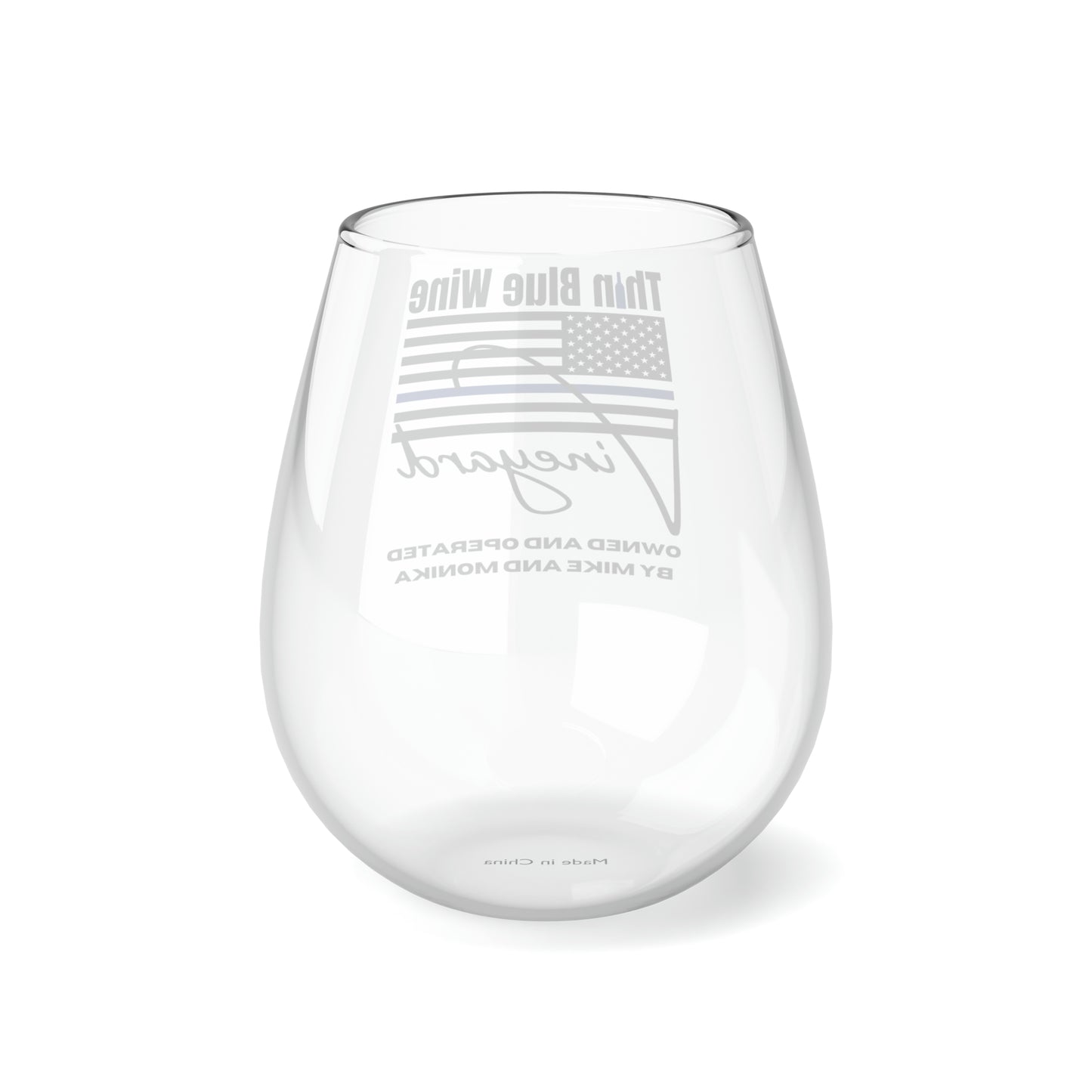 Thin Blue Wine Vineyard Wine Glass Personalized, Own Your Own Winery Glass, Novelty Thin Blue Line Wine Glass, Stemless Wine Glass For Police