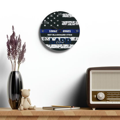 Retired Police Personalized Clock, Acrylic Custom Clock For Police, Thin Blue Line Flag Gift, Gift For Retired Police Officer, Retirement