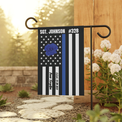 EOW Personalized Thin Blue Line Flag, Personalized Garden Flag For Fallen Officer, Never Forgotten Police Officer Flag, Line Of Duty Flag