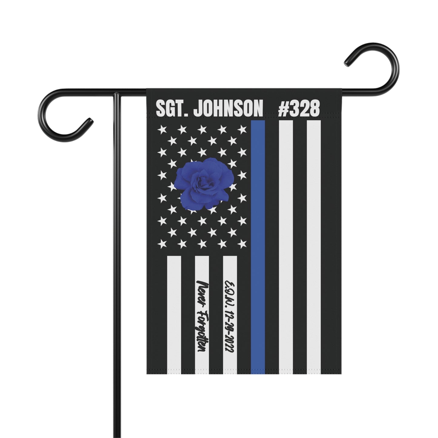 EOW Personalized Thin Blue Line Flag, Personalized Garden Flag For Fallen Officer, Never Forgotten Police Officer Flag, Line Of Duty Flag