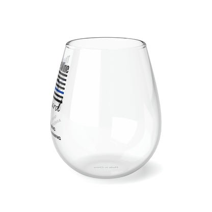 Novelty Thin Blue Wine Vineyard Glass, Funny Thin Blue Line Wine Glass, Quit Whining And Start Wining Glass, Stemless Wine Glass For Police