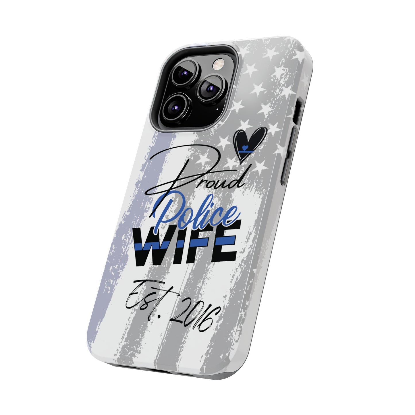 Custom Police Wife iPhone Case, Personalized Thin Blue Line Police Wife phone case, Year Married, Year Established, Anniversary Gift