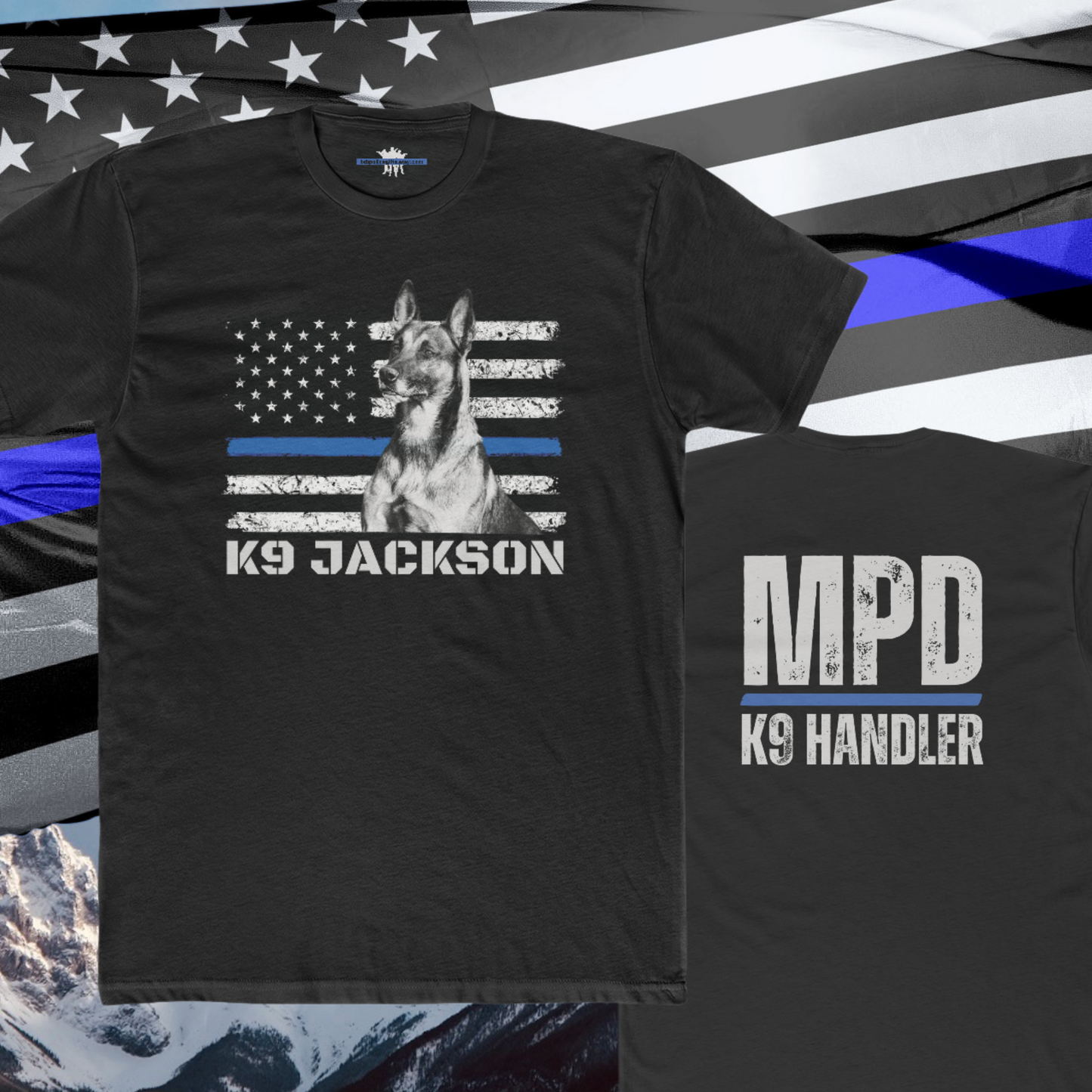 Custom Police K9 Portrait Shirt, Personalized Thin Blue Line K9 T-Shirt, Police K9 Handler Shirts, K9 Team