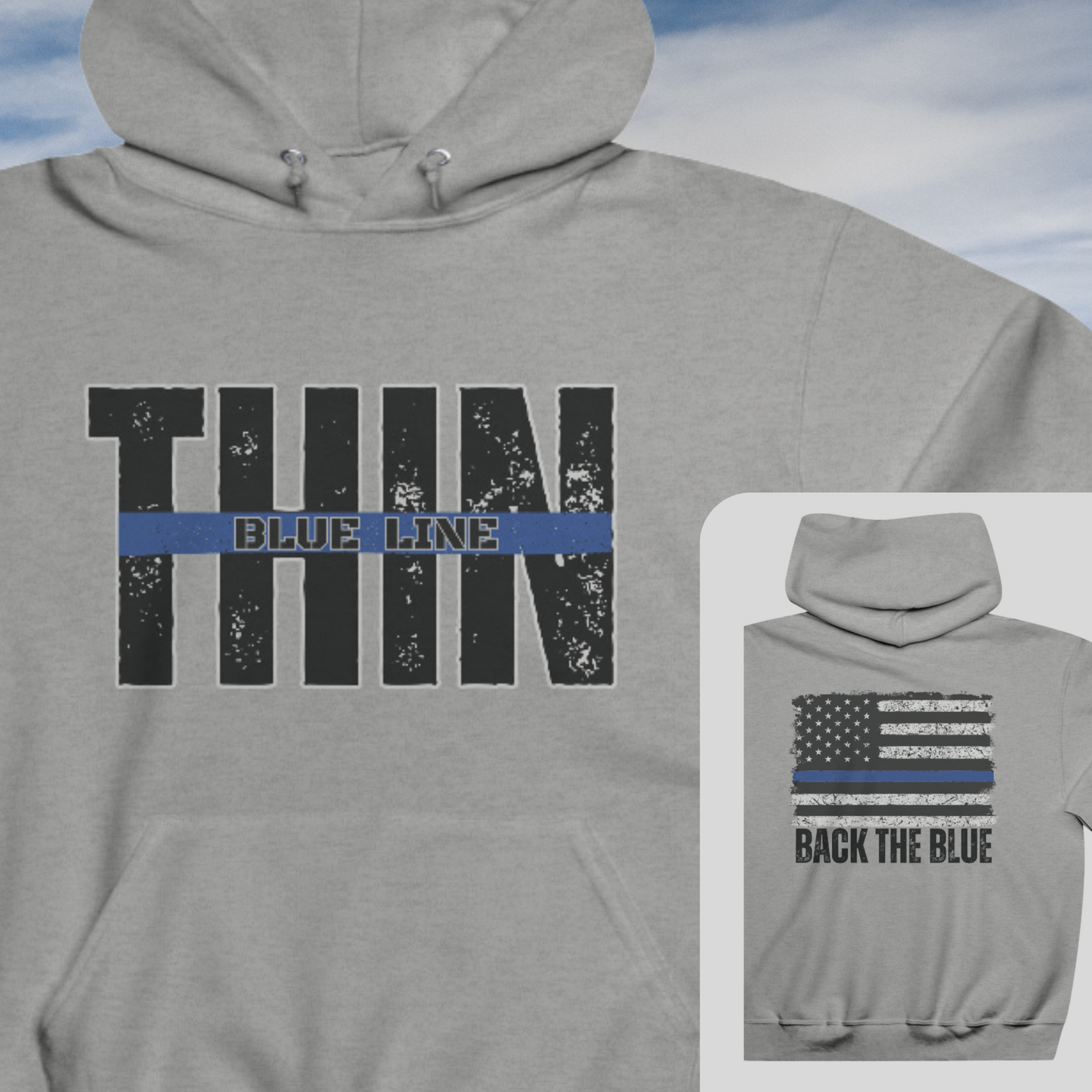 Thin Blue Line Flag Hoodie, Thin Blue Line Sweatshirt, Police Hoodies, Distressed Flag, Back The Blue Hoodie, Gift For Him, Gift For Her