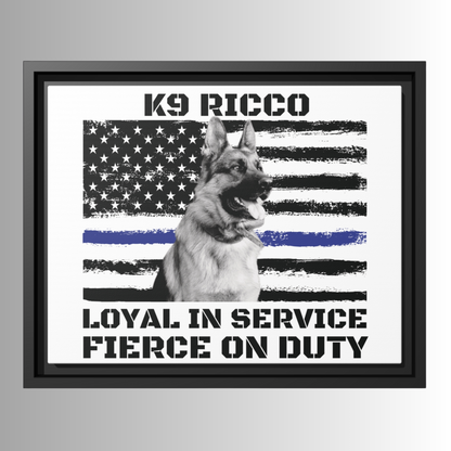 Custom Police K9 Canvas Portrait, Framed Police K9 Picture, Thin Blue Line Flag, Police K9 EOW Memorial