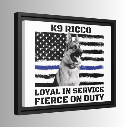 Custom Police K9 Canvas Portrait, Framed Police K9 Picture, Thin Blue Line Flag, Police K9 EOW Memorial