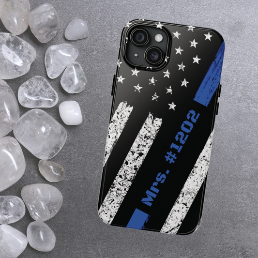 Personalized Police Wife iPhone Case, Thin Blue Line Police Wife Phone Case, Thin Blue Line Flag, Married, Anniversary Gift, Gift for her