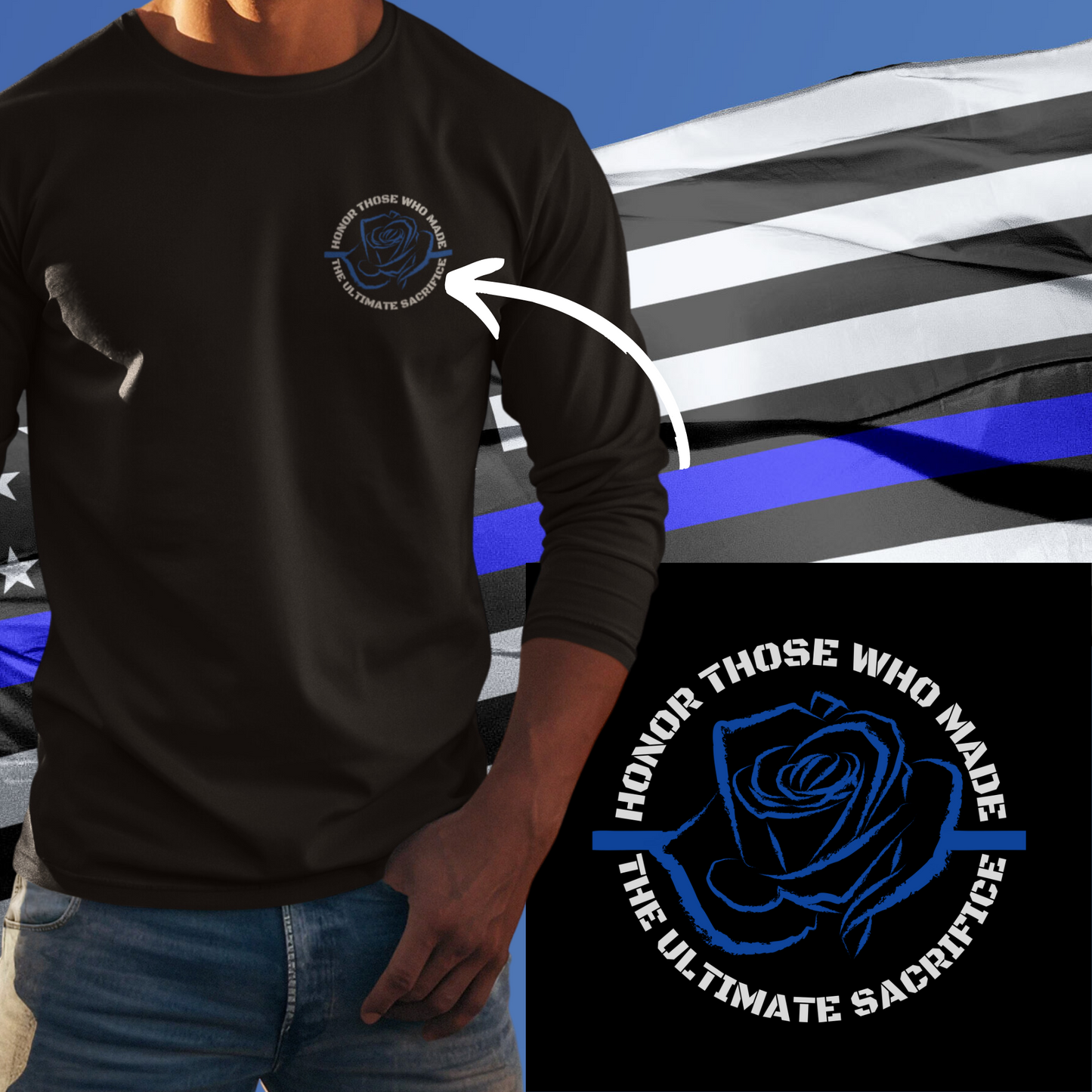 Police Week Long Sleeve Shirt, Unisex Thin Blue Line Flag Shirt, Honor the Fallen, EOW shirts, Law Enforcement Memorial