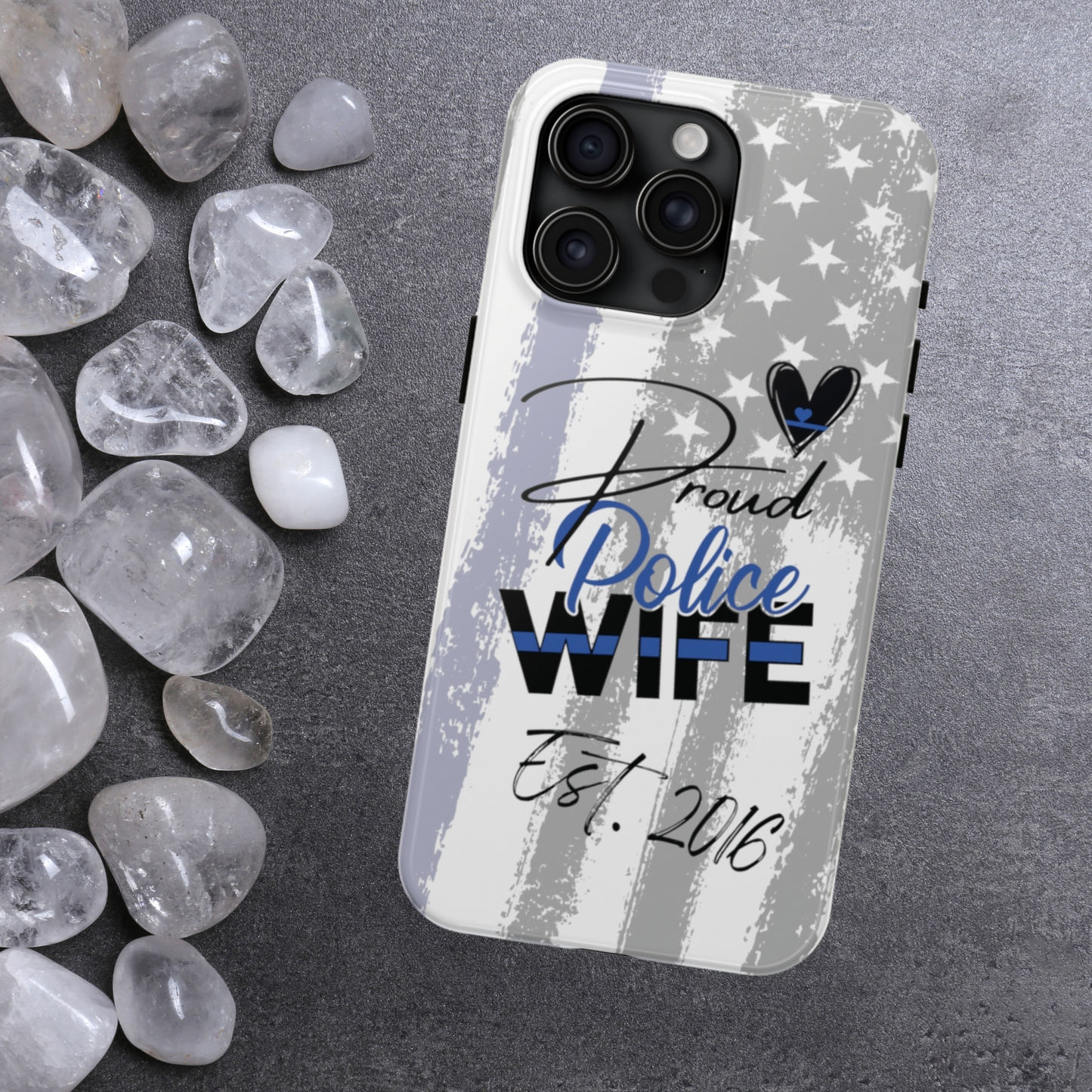 Custom Police Wife iPhone Case, Personalized Thin Blue Line Police Wife phone case, Year Married, Year Established, Anniversary Gift