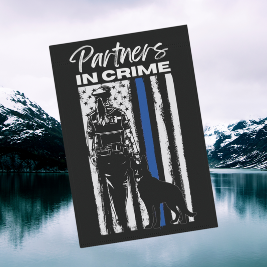 Partners In Crime Police K9 Flag, Female Officer K9 Garden Flag, Thin Blue Line Flag, German Shepard Flag, Female K9 Officer